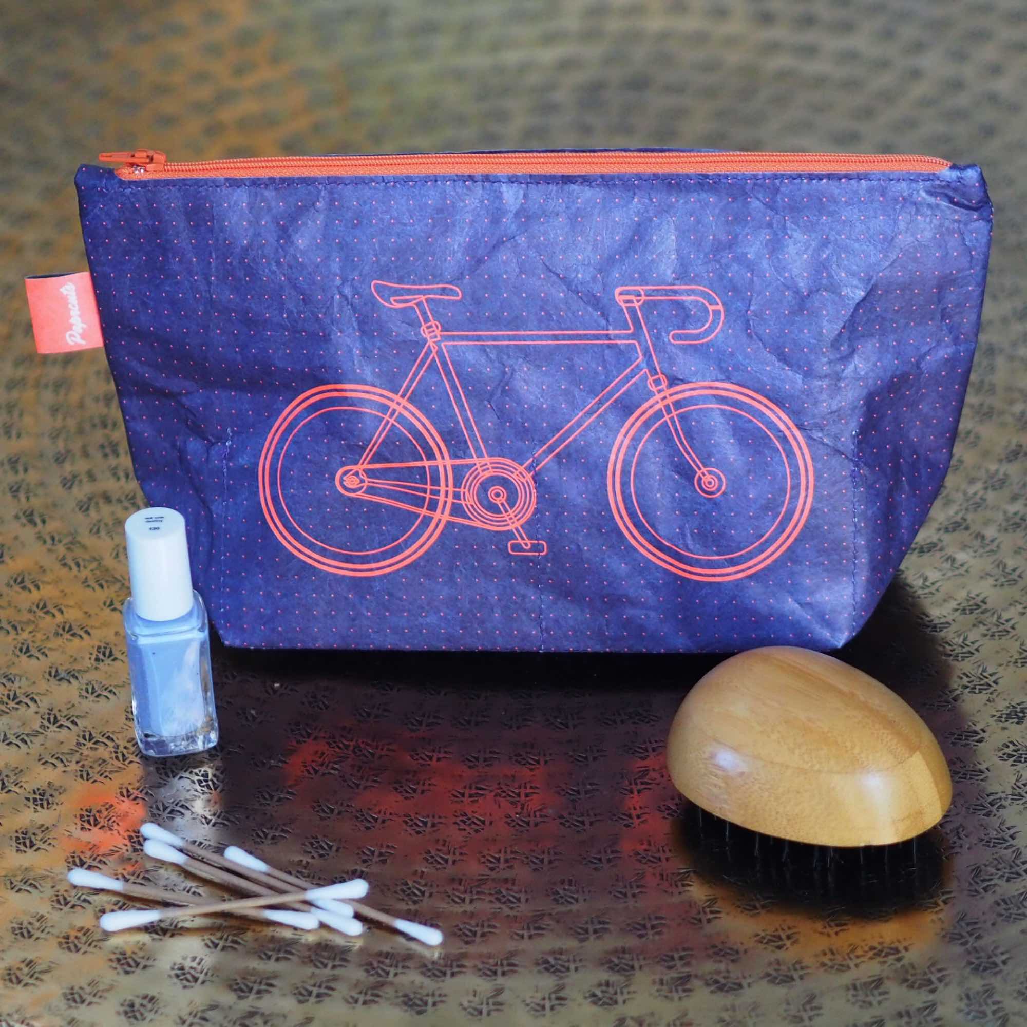 Paprcuts Kulturbeutel Bike Waschtasche blau-orange Tyvek