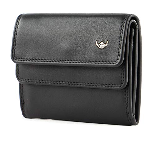 Golden Head Polo Überschlagbörse 10 cm Schwarz Rindleder