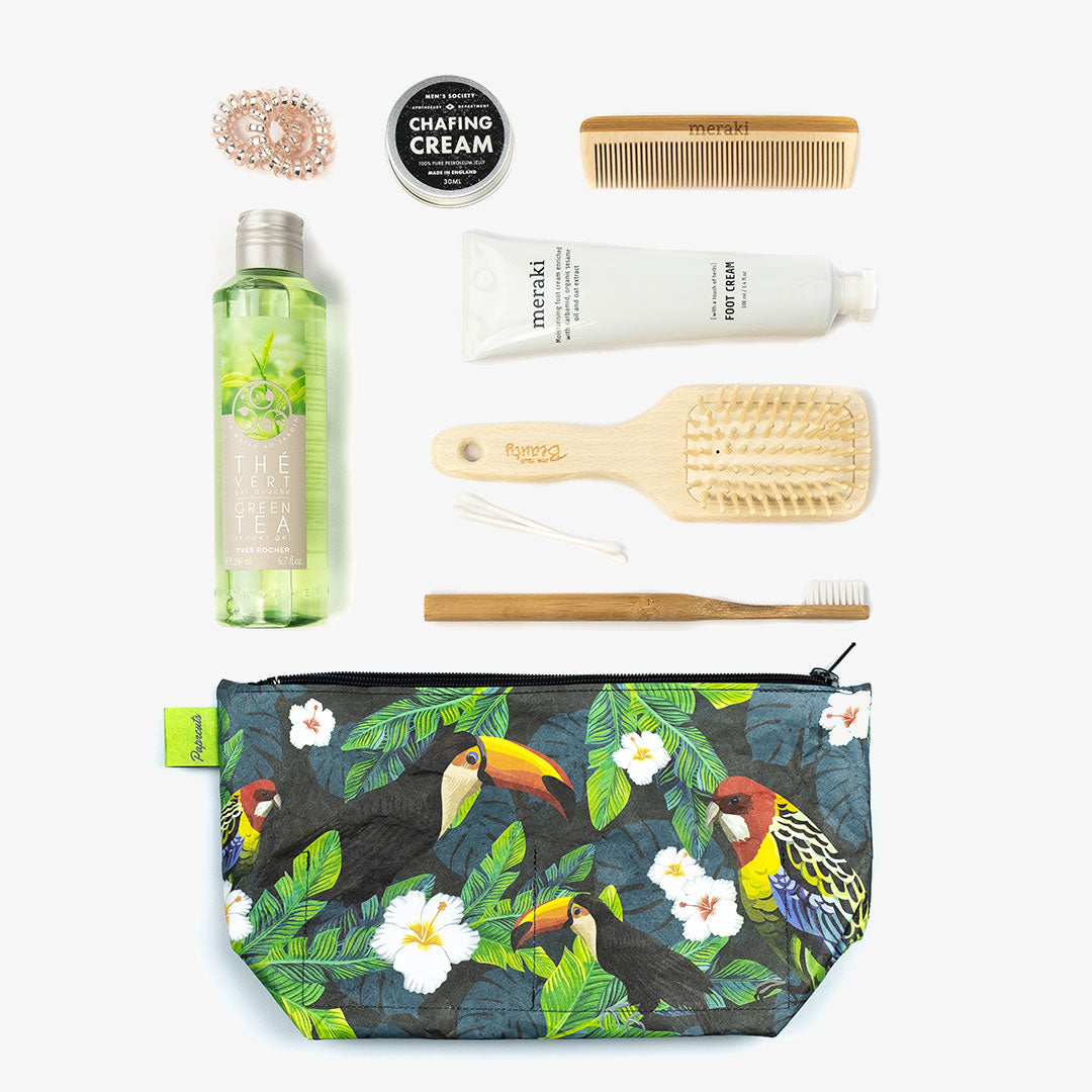 Paprcuts Tucano & Parrot Kulturbeutel Schwarz Tyvek vegan leicht