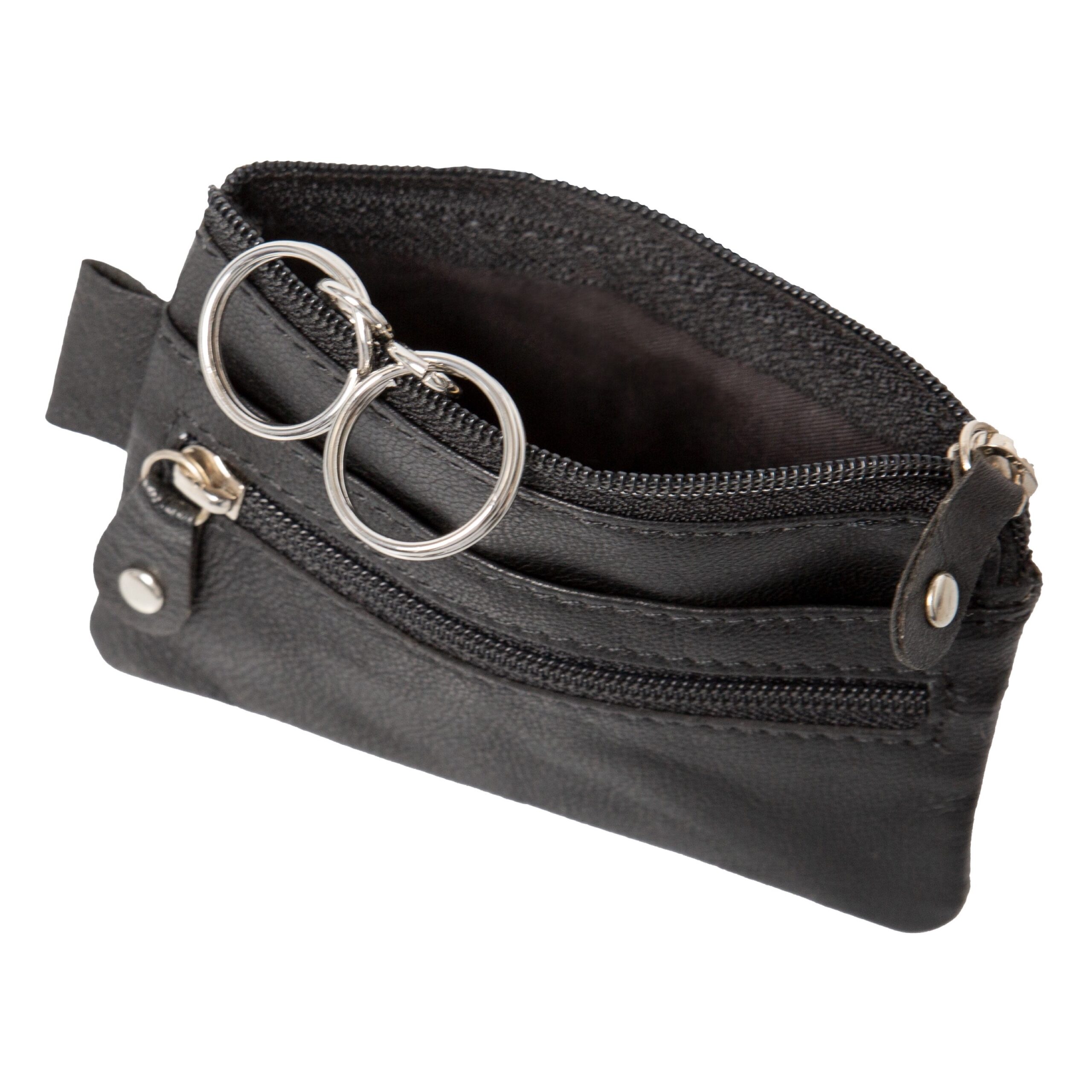 Alumaxx Schlüsseletui Leder Schwarz 7,5x10 cm 2 Ringe