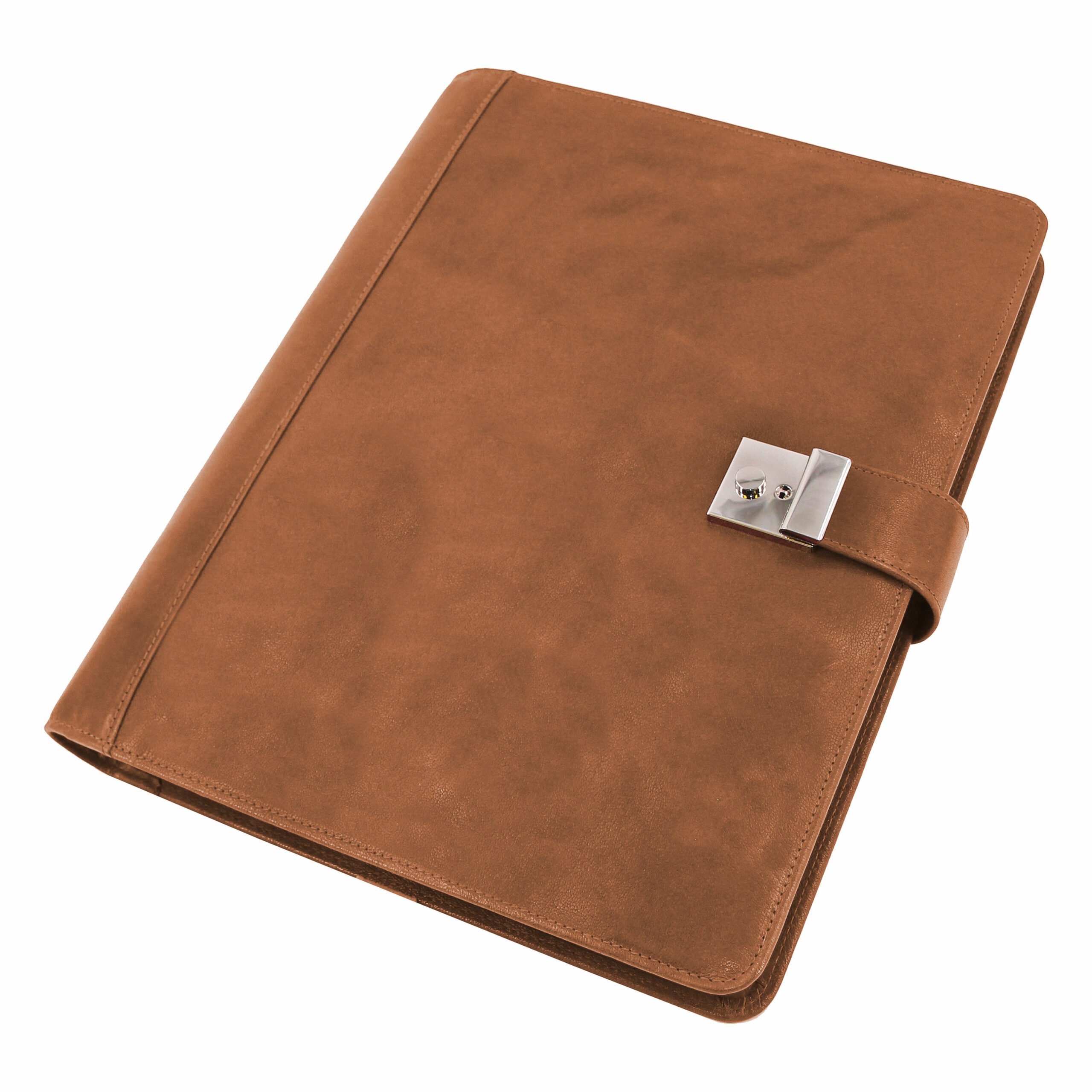 Alumaxx Schreibmappen Dokumentenmappe A4 Schloss cognac Leder