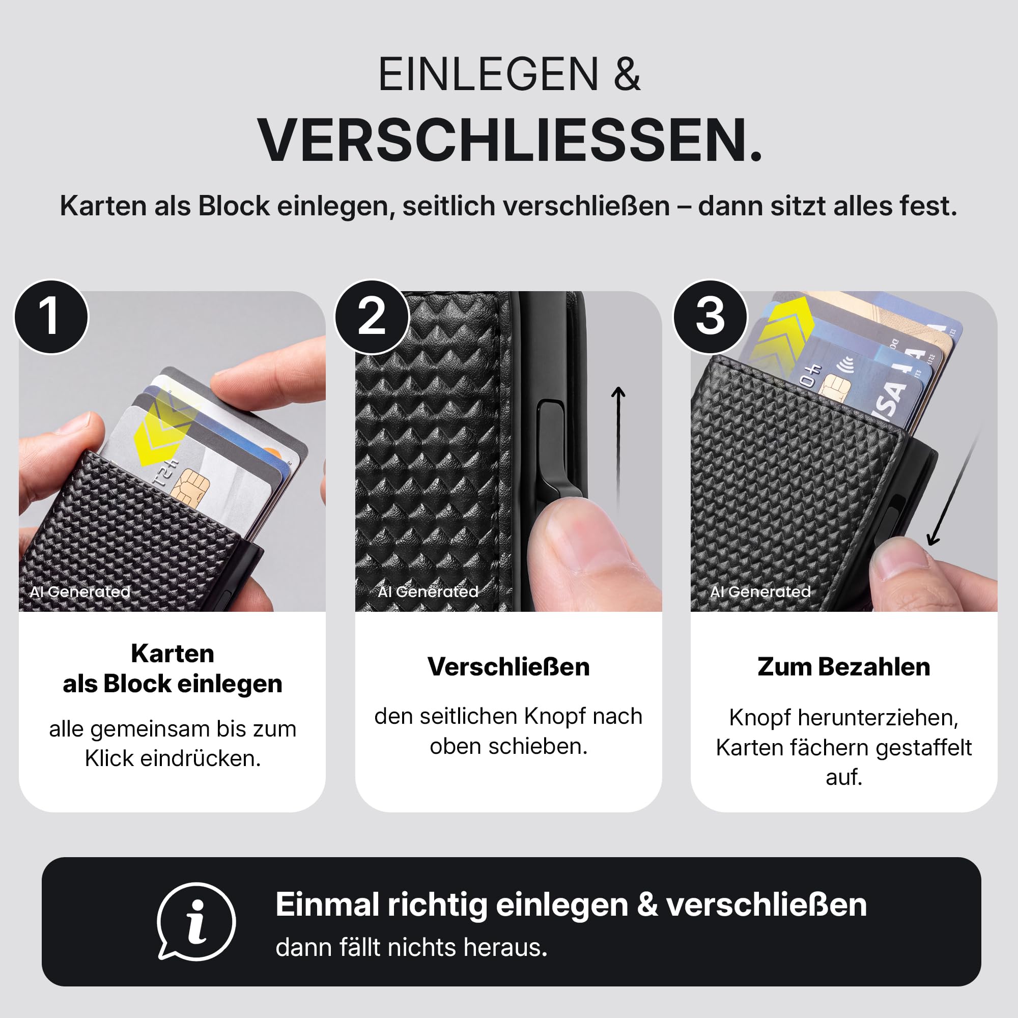 Tru Virtu Coin Pocket Slim Wallet Kartenetui Münzfach RFID Leder