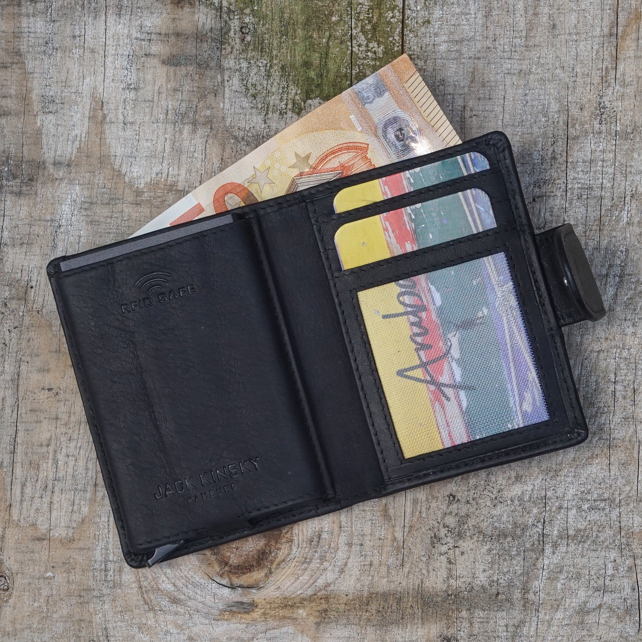 Jack Kinsky Aruba 500 Kartenbörse Schwarz Rindleder