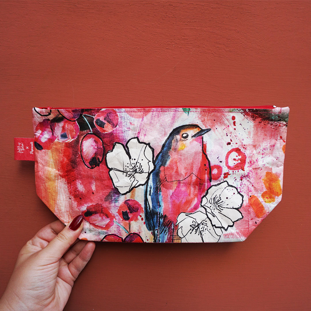 Paprcuts Kulturbeutel Curious Redbreast Waschtasche vegan 28 cm