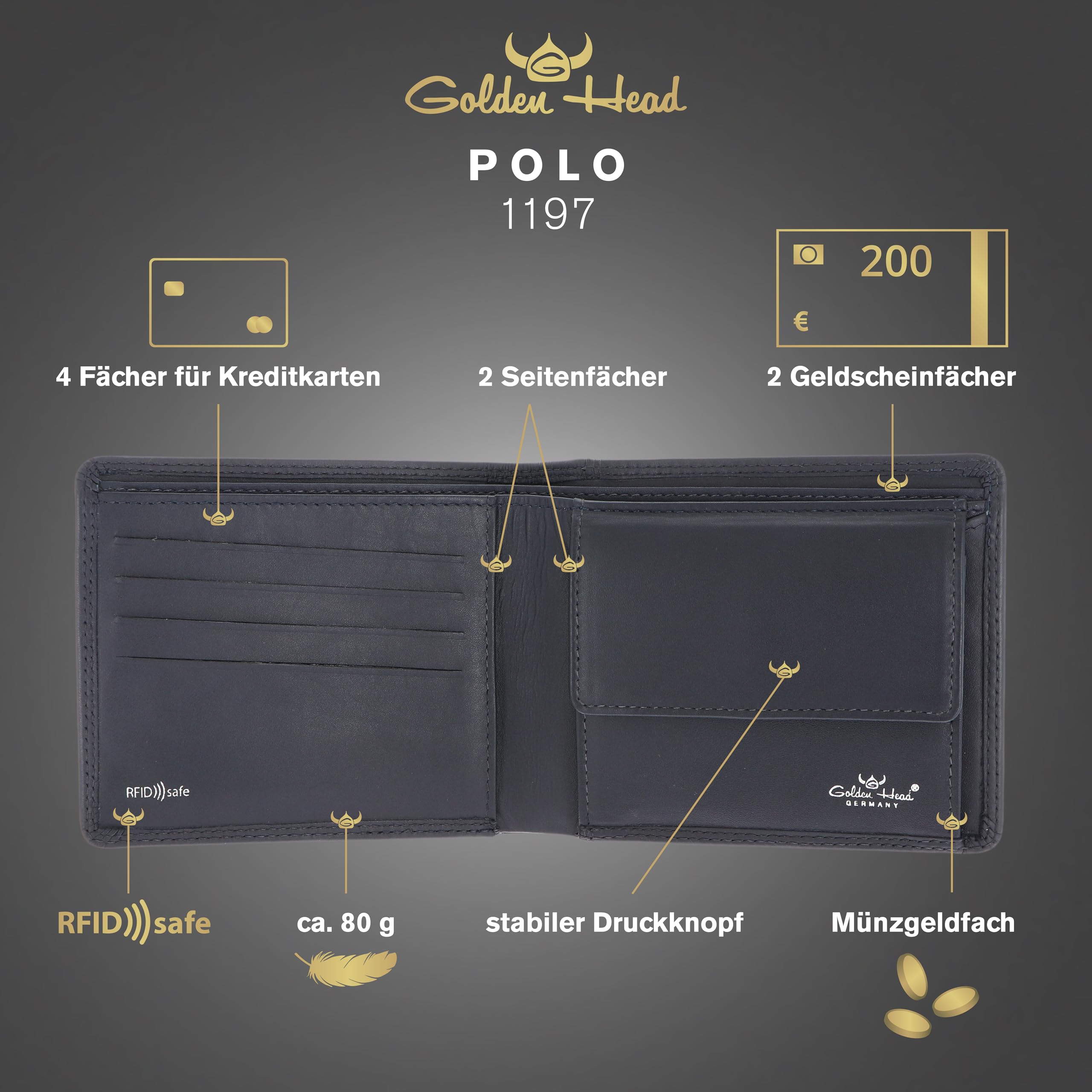 Golden Head Polo 1197 Geldbörse Marineblau RFID