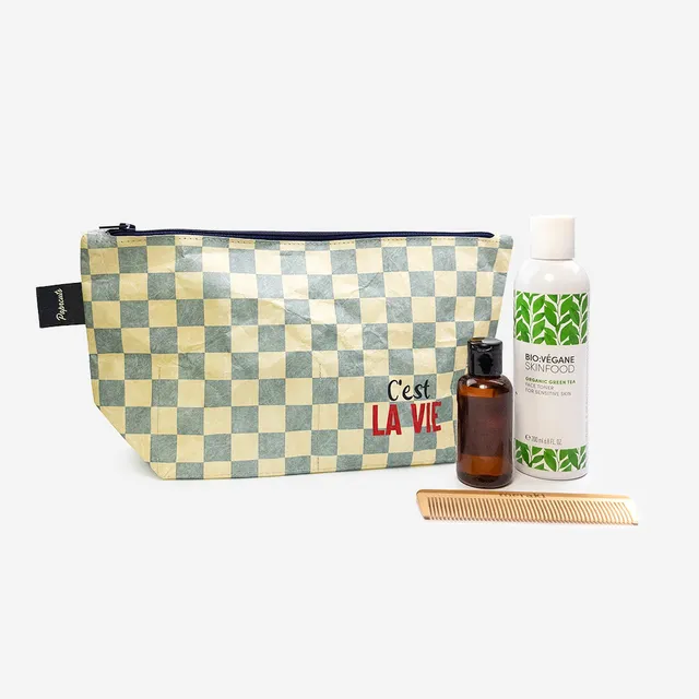 Paprcuts C'est la vie Kulturbeutel Beige Tyvek vegan leicht