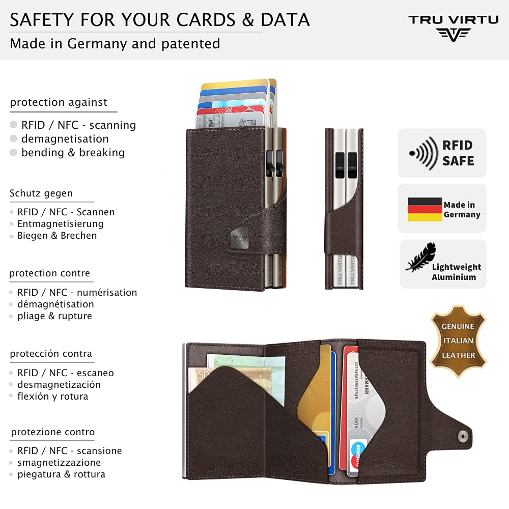 Tru Virtu Double Wallet Nappa Geldbörse Brown RFID