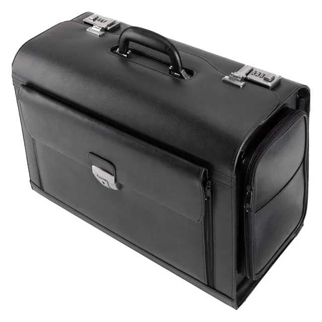 Alumaxx Pilotenkoffer VERONA Aktentasche Leder schwarz 17 Zoll