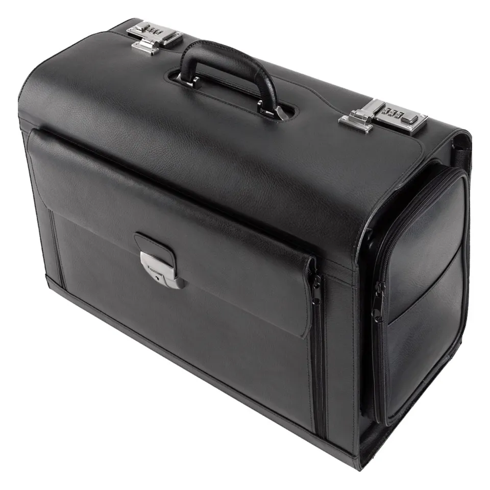 Alumaxx Pilotenkoffer VERONA Aktentasche Leder schwarz 17 Zoll