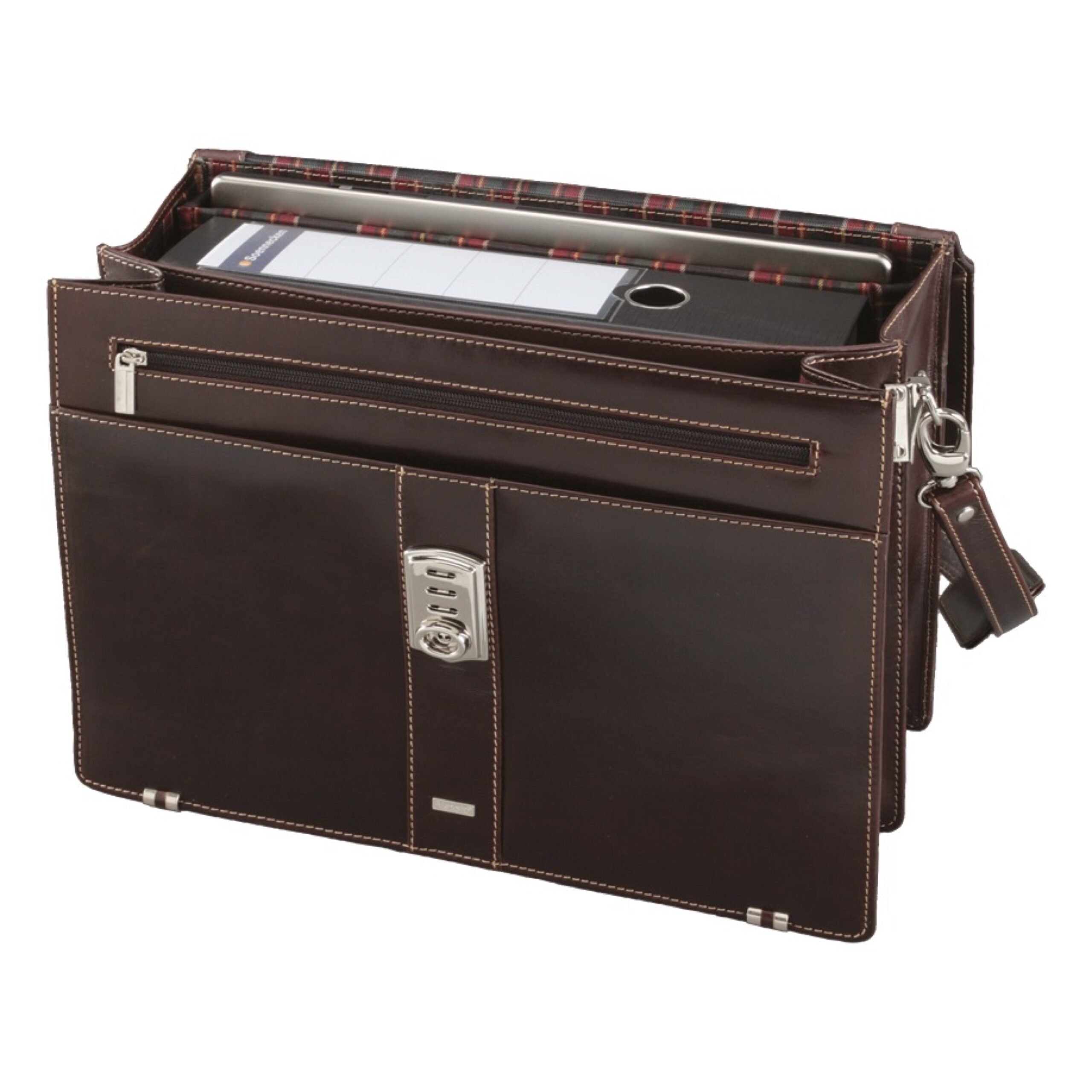 Alumaxx MONACO Aktentasche Dunkelbraun-Antik Leder A4