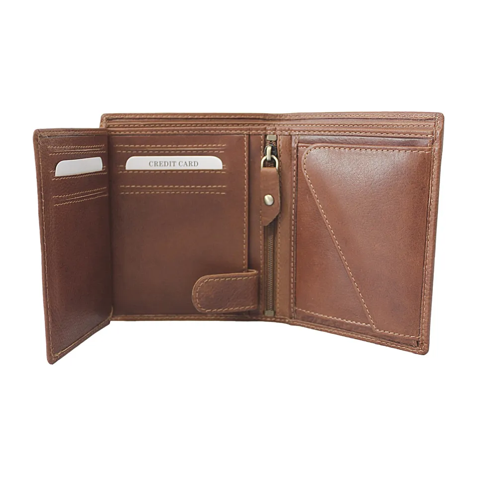 Mika Geldbörse Cognac Leder Hochformat 12 cm