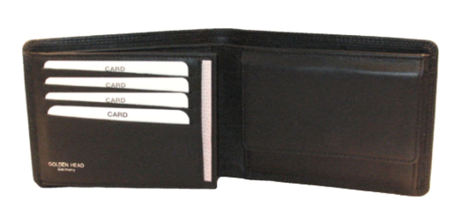 Golden Head Polo Scheintasche 12 cm Schwarz Leder Querformat
