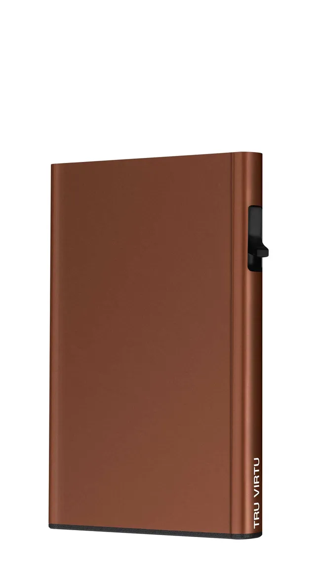 Tru Virtu Credit Card Case Click Slide Brown Aluminium