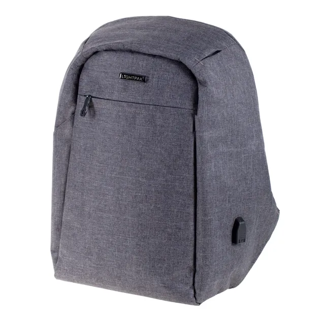 Lightpak Safebag Rucksack Grau 15 Zoll Laptop USB-Fach