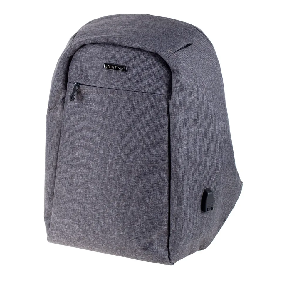 Lightpak Safebag Rucksack Grau 15 Zoll Laptop USB-Fach