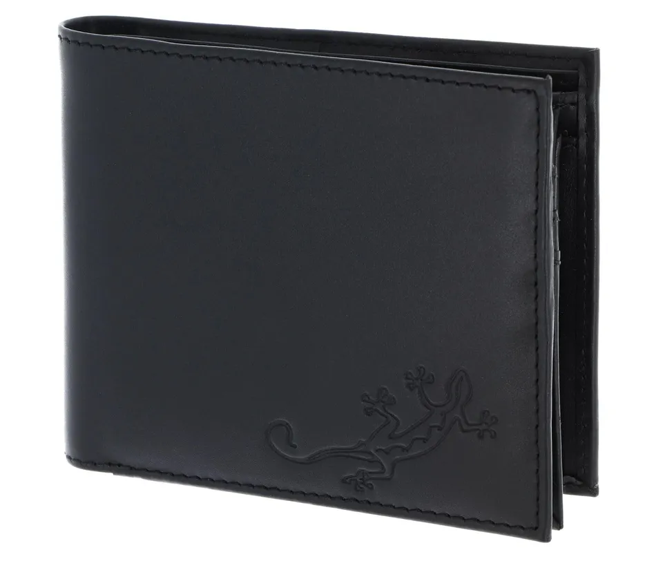 Oxmox Leather Querscheinbörse Geldbörse Lizard Black Rindsleder