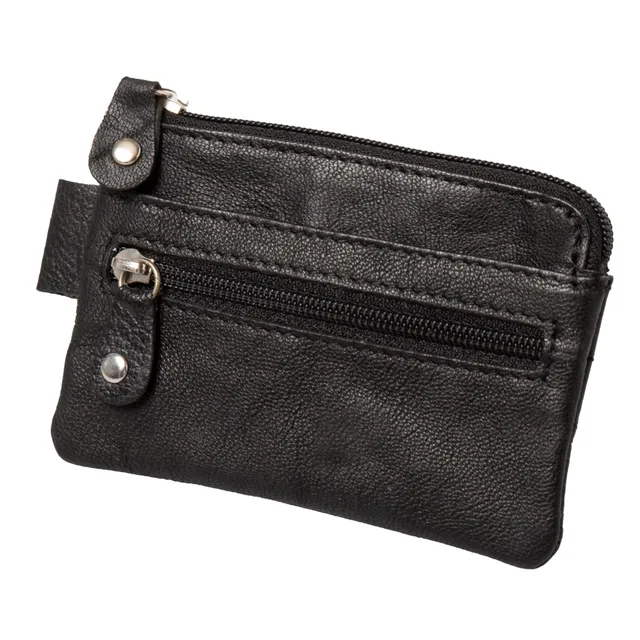 Alumaxx Schlüsseletui Leder Schwarz 7,5x10 cm 2 Ringe