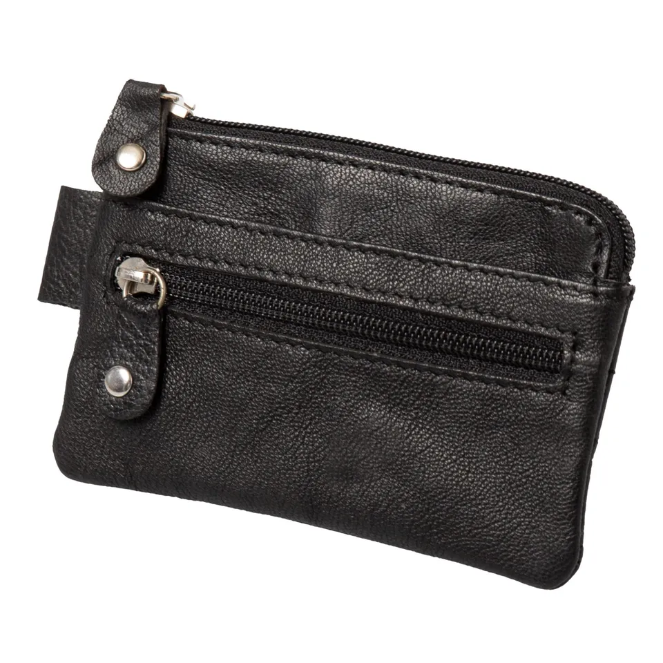 Alumaxx Schlüsseletui Leder Schwarz 7,5x10 cm 2 Ringe