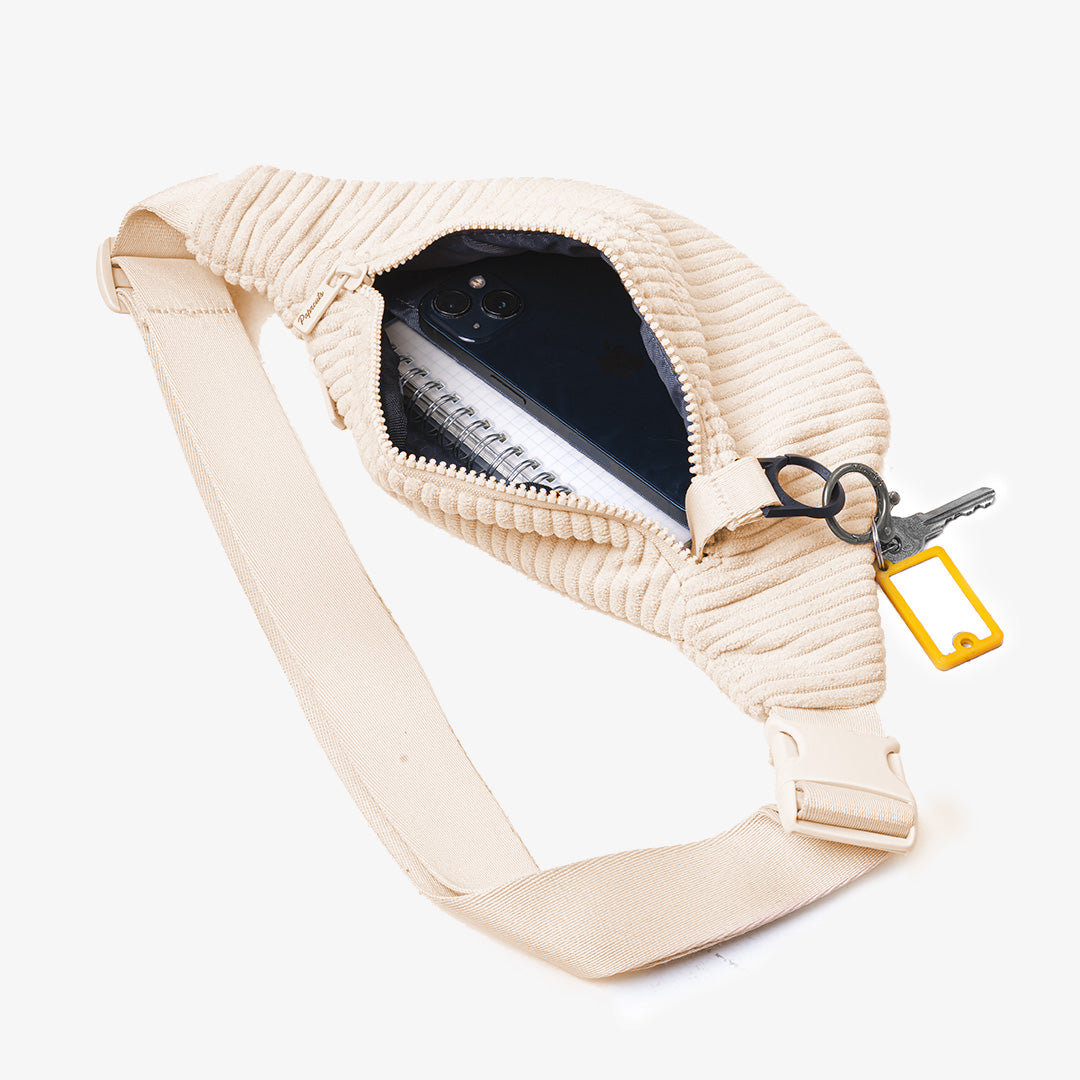 Paprcuts Capri Bauchtasche Off-White Cord Vegan 33 cm