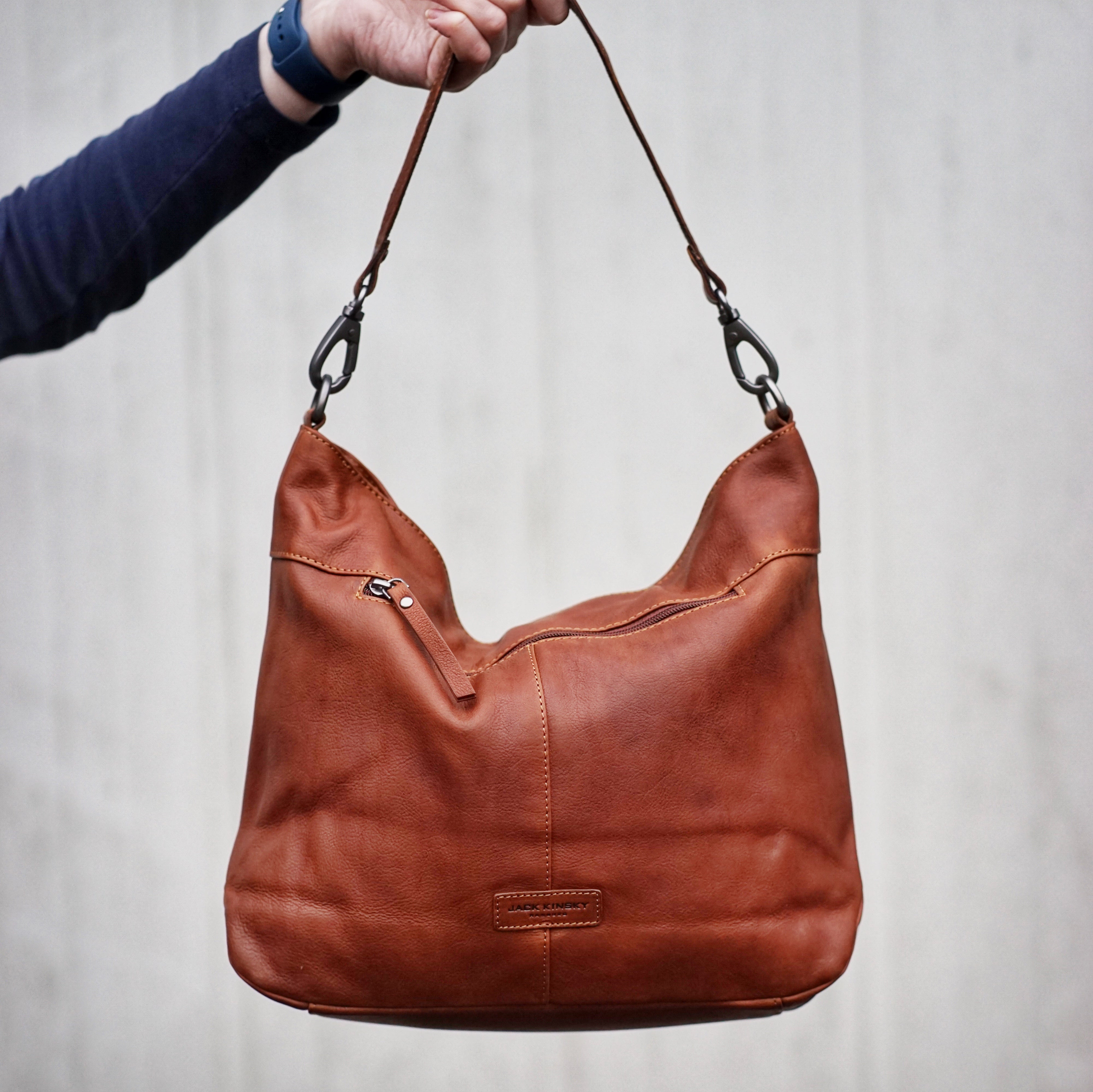 Jack Kinsky Montreal 24N Beuteltasche Cognac Rindleder