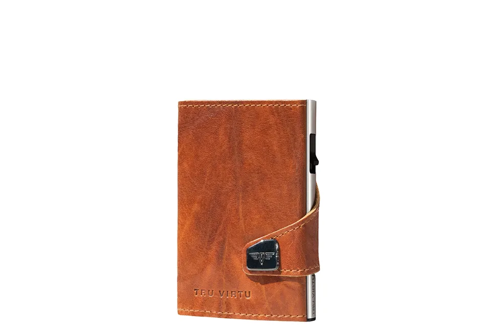 Tru Virtu Wallet Click & Slide Kartenetui Braun RFID