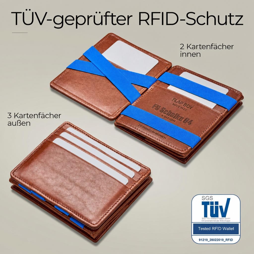 Jaimie Jacobs Flap Boy Geldbörse Schalke Aufstieg Leder RFID