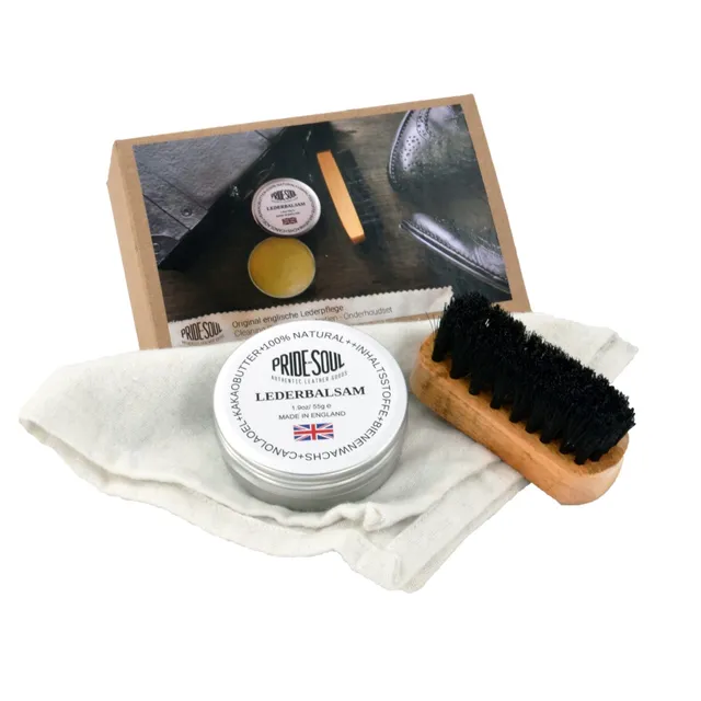 Alumaxx Lederpflegeset 3-teilig Balsam Bürste Tuch