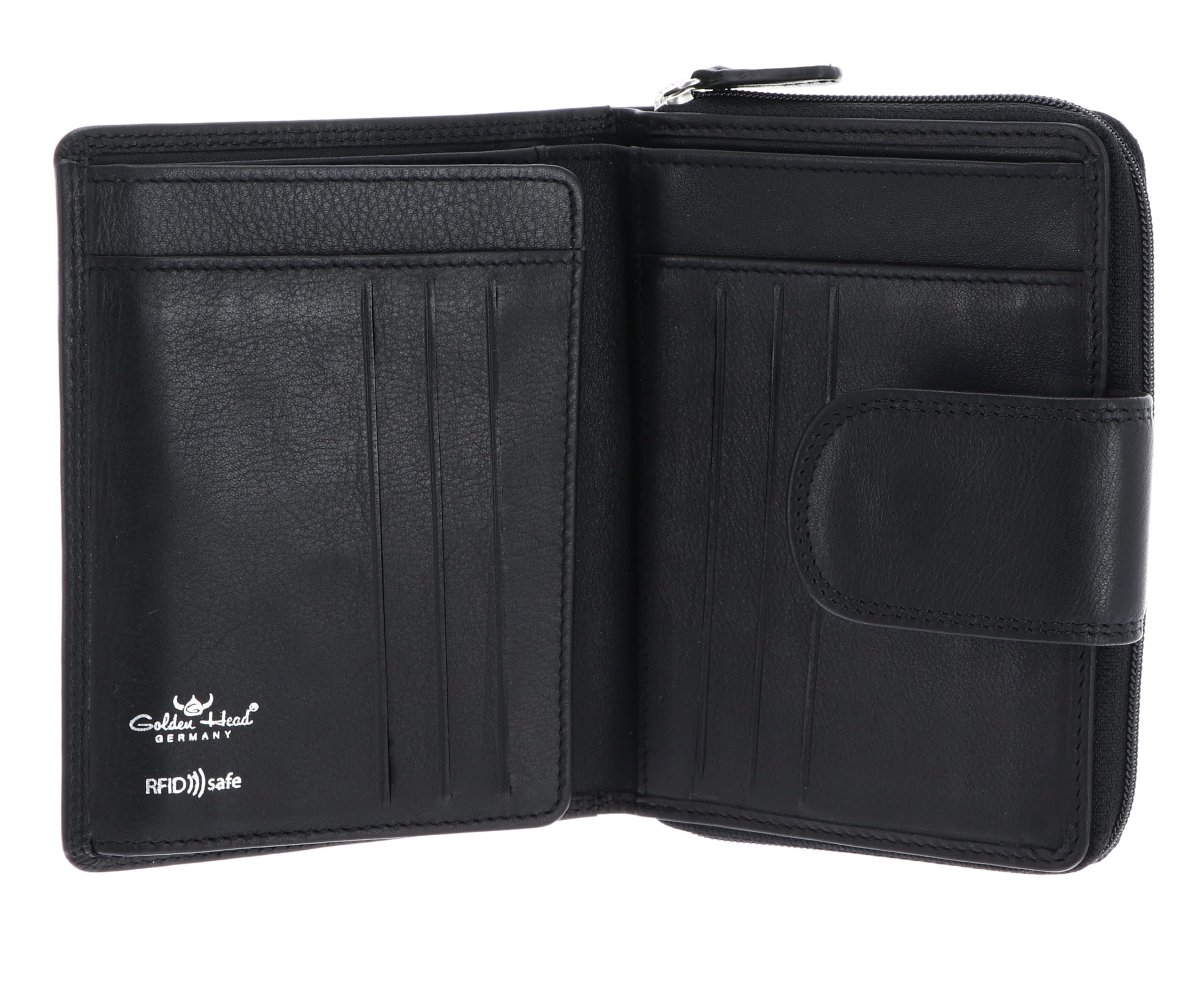 Golden Head Polo 3331 Geldbörse Schwarz RFID Rindsleder Zipper