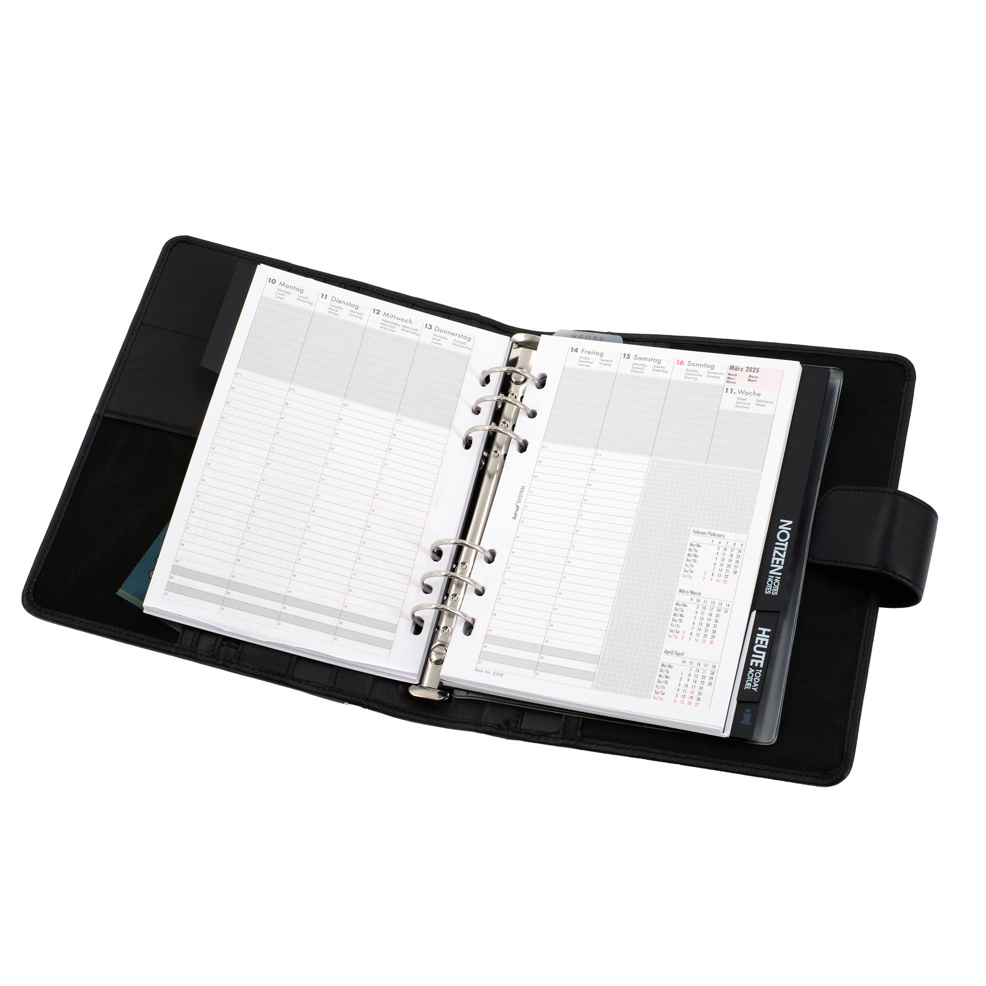 Alumaxx Systemplaner A5 schwarz Nappaleder mit Magnet