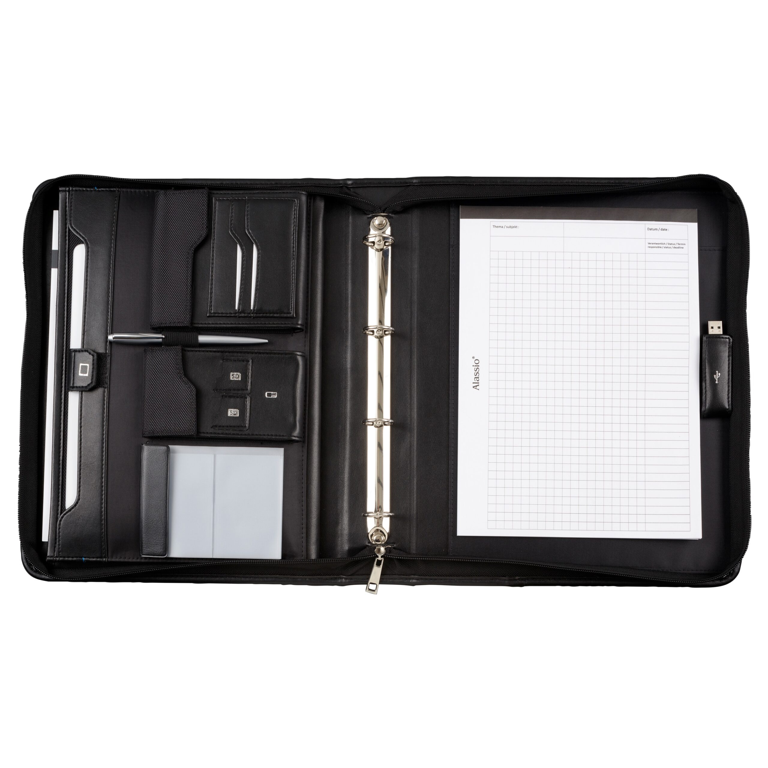 Alumaxx Salerno A4 Schreibmappe schwarz Kunstleder Tabletfach