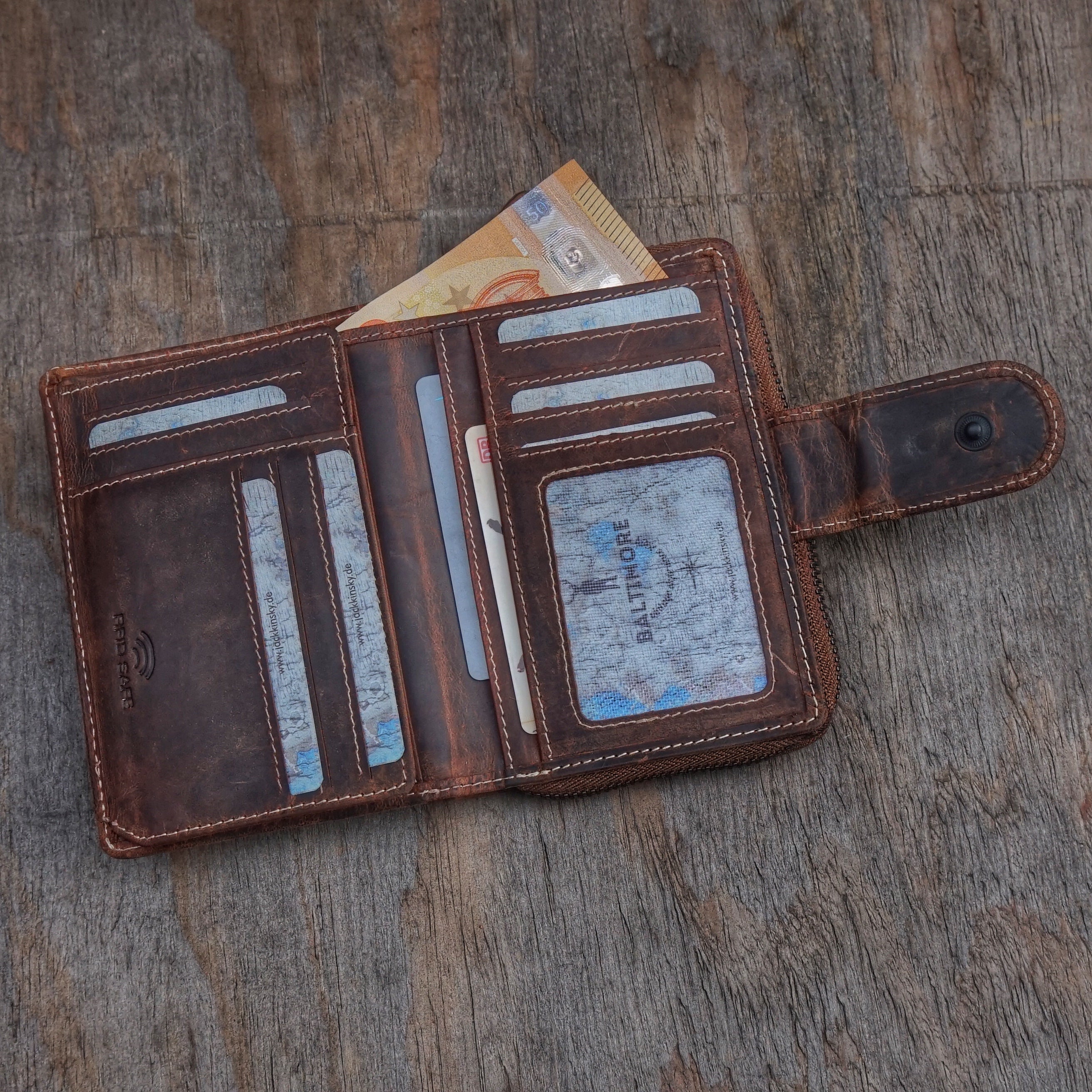 Jack Kinsky Baltimore 511 Geldbörse Mocca Rindleder RFID