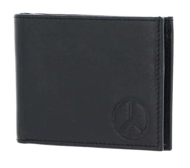 oxmox Leather Pocketbörse Peace Geldbörse schwarz RFID