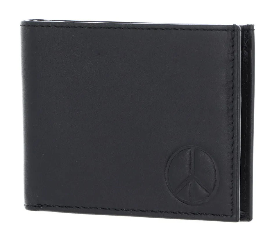 oxmox Leather Pocketbörse Peace Geldbörse schwarz RFID