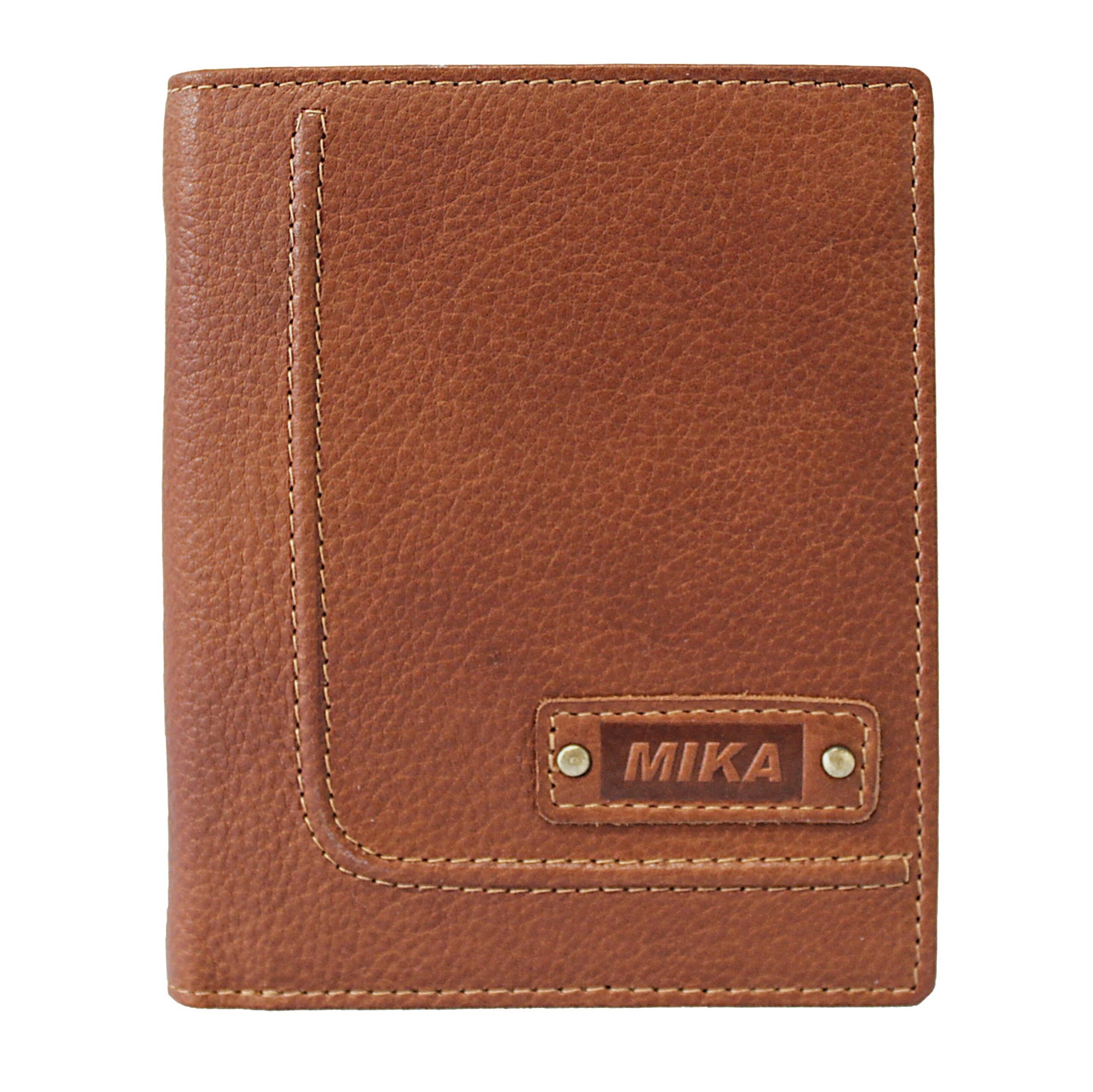 Mika Geldbörse Cognac Leder Hochformat 12 cm