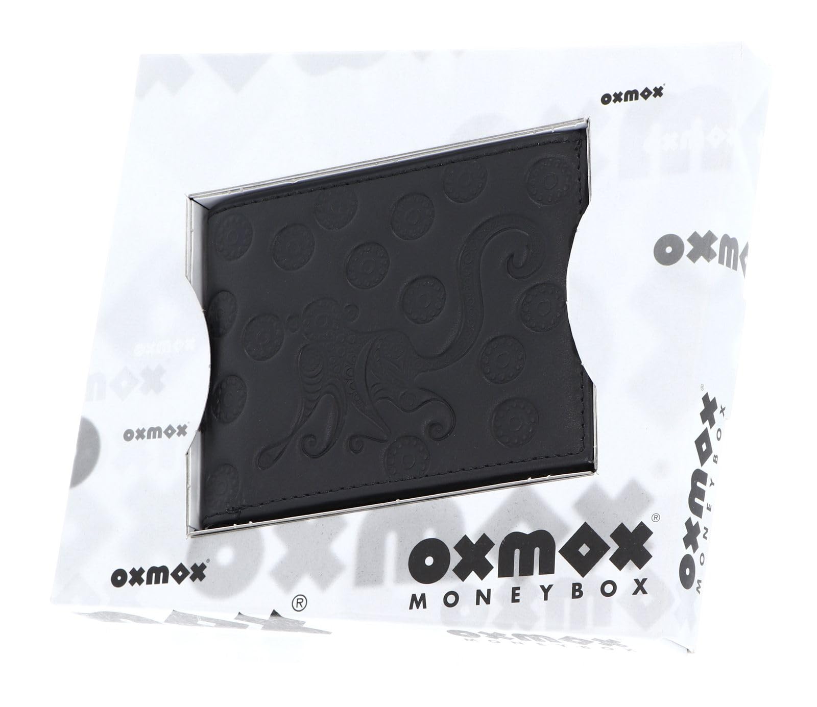 oxmox Leather Pocketbörse Geldbörse Monkey Schwarz Querformat