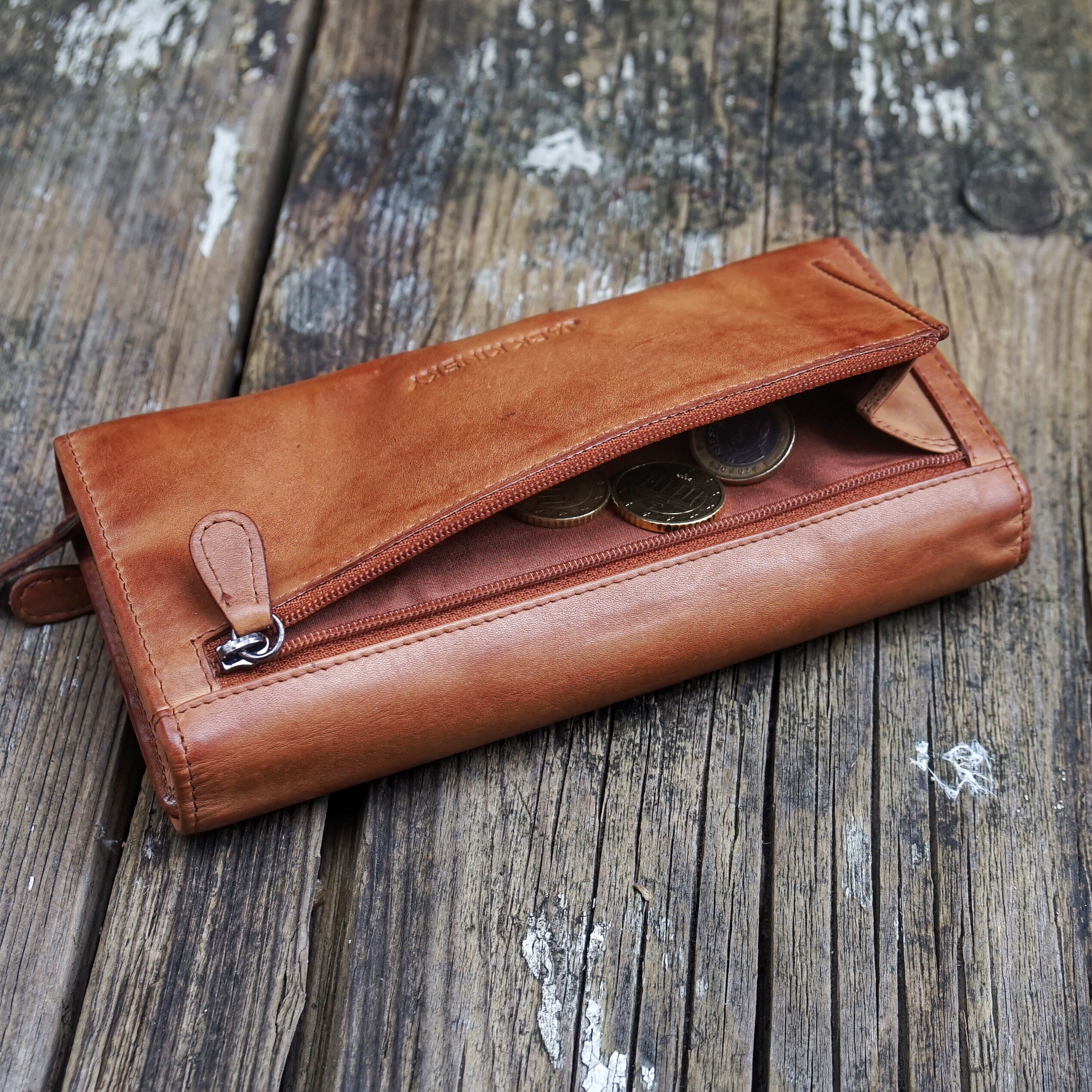 Jack Kinsky Nelson 813 Langbörse Rot Vintage Echtleder