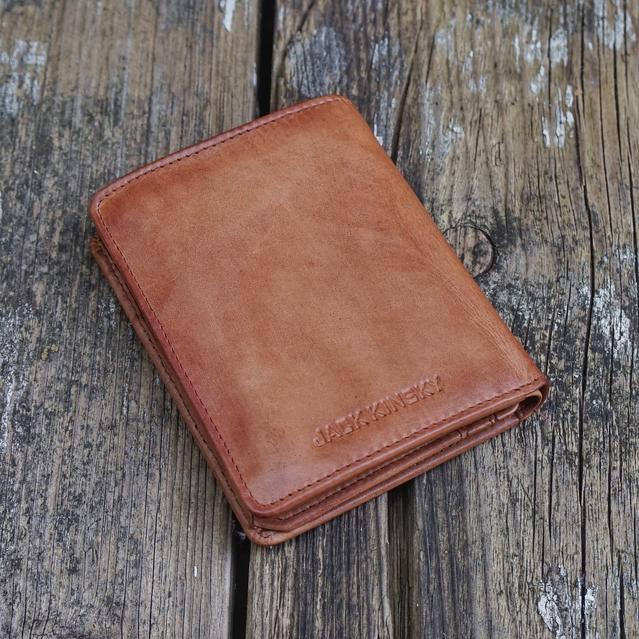 Jack Kinsky Nelson 100 Herrenbörse Cognac Vintage Leder