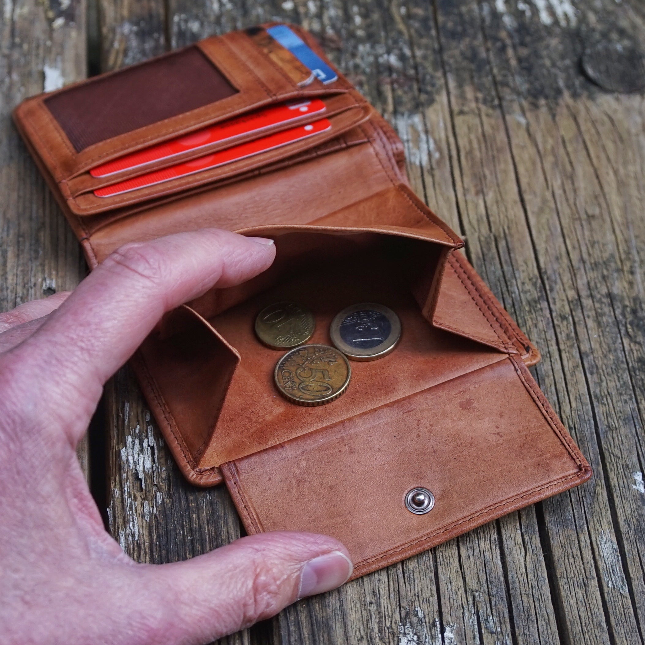 Jack Kinsky Nelson 100 Herrenbörse Cognac Vintage Leder