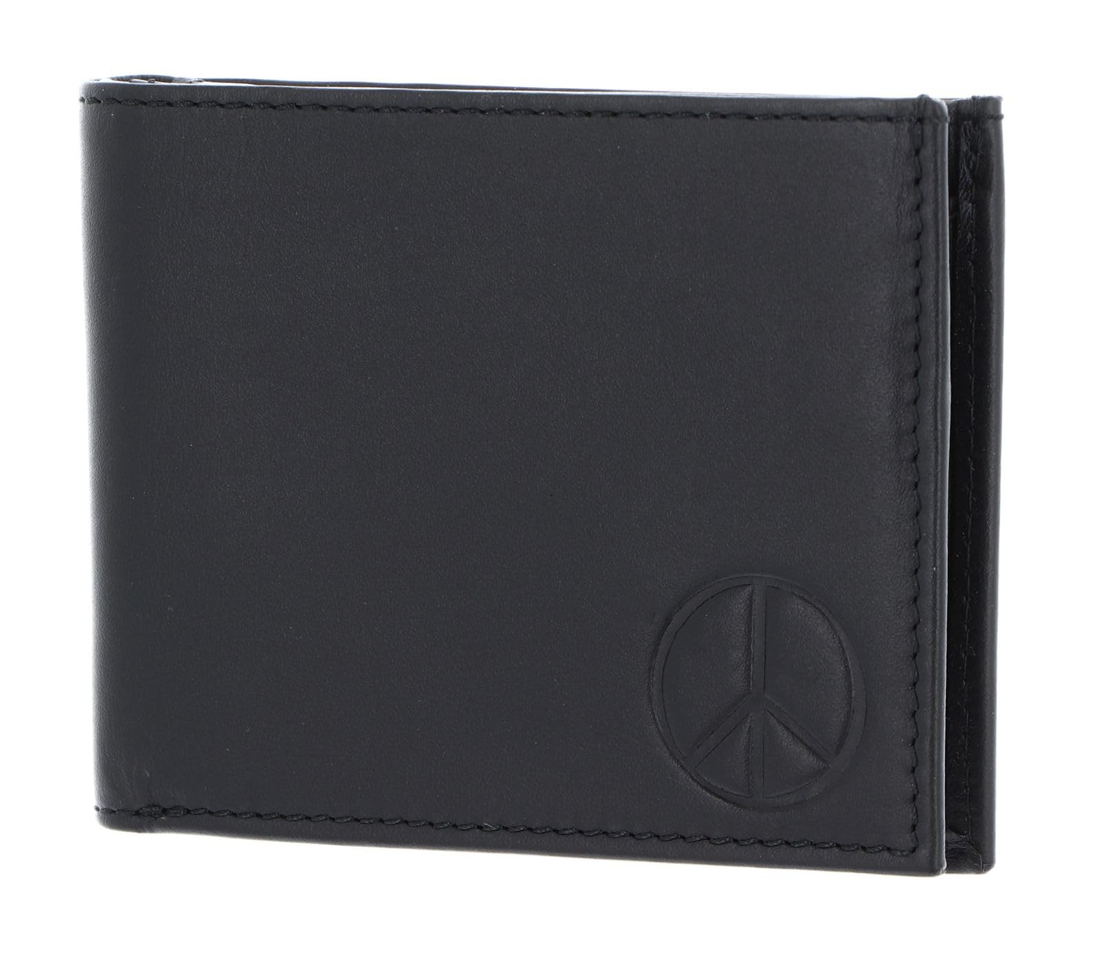 oxmox Leather Pocketbörse Peace Geldbörse schwarz RFID