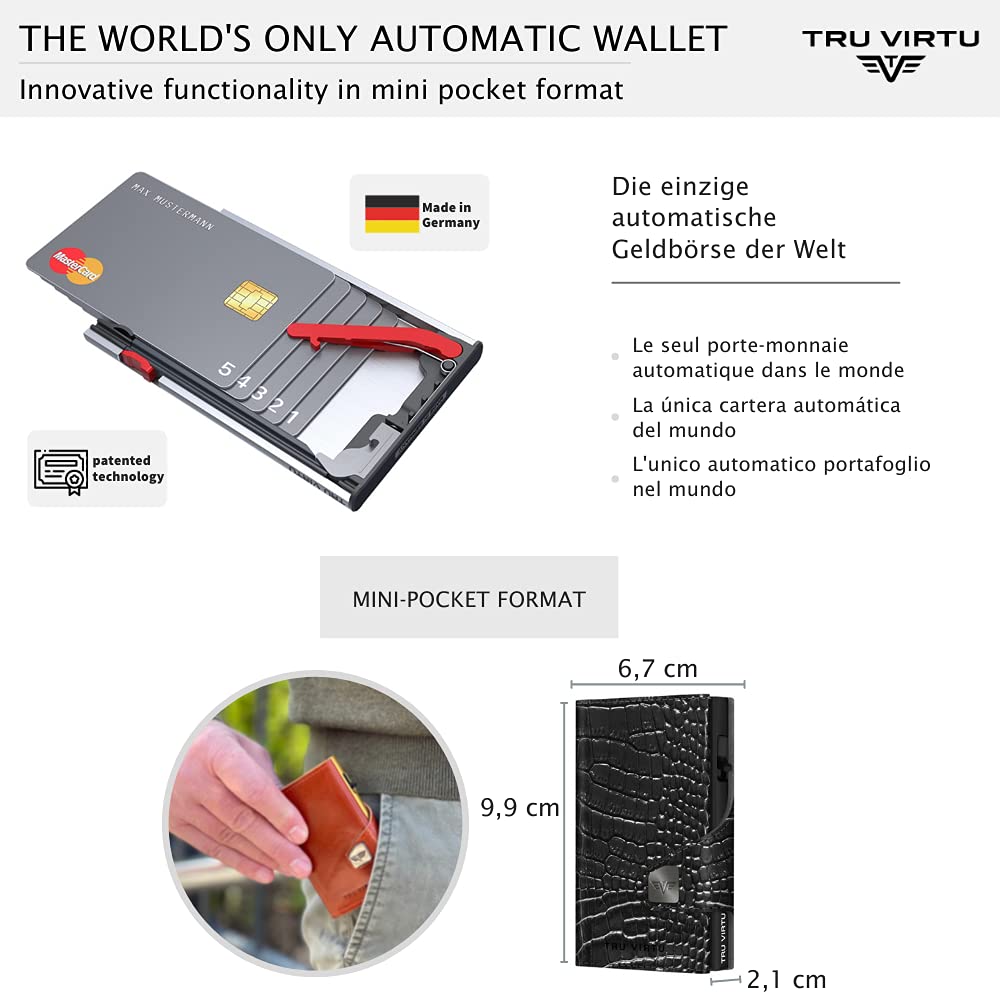 Tru Virtu Wallet Click & Slide Karten-Portemonnaie Croco Black