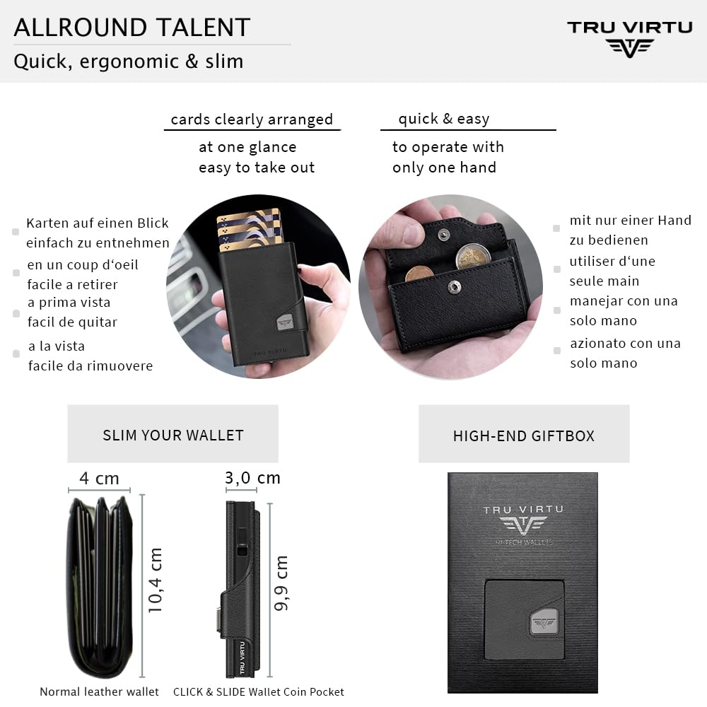 Tru Virtu Coin Pocket Kartenetui Schwarz RFID Aluminium