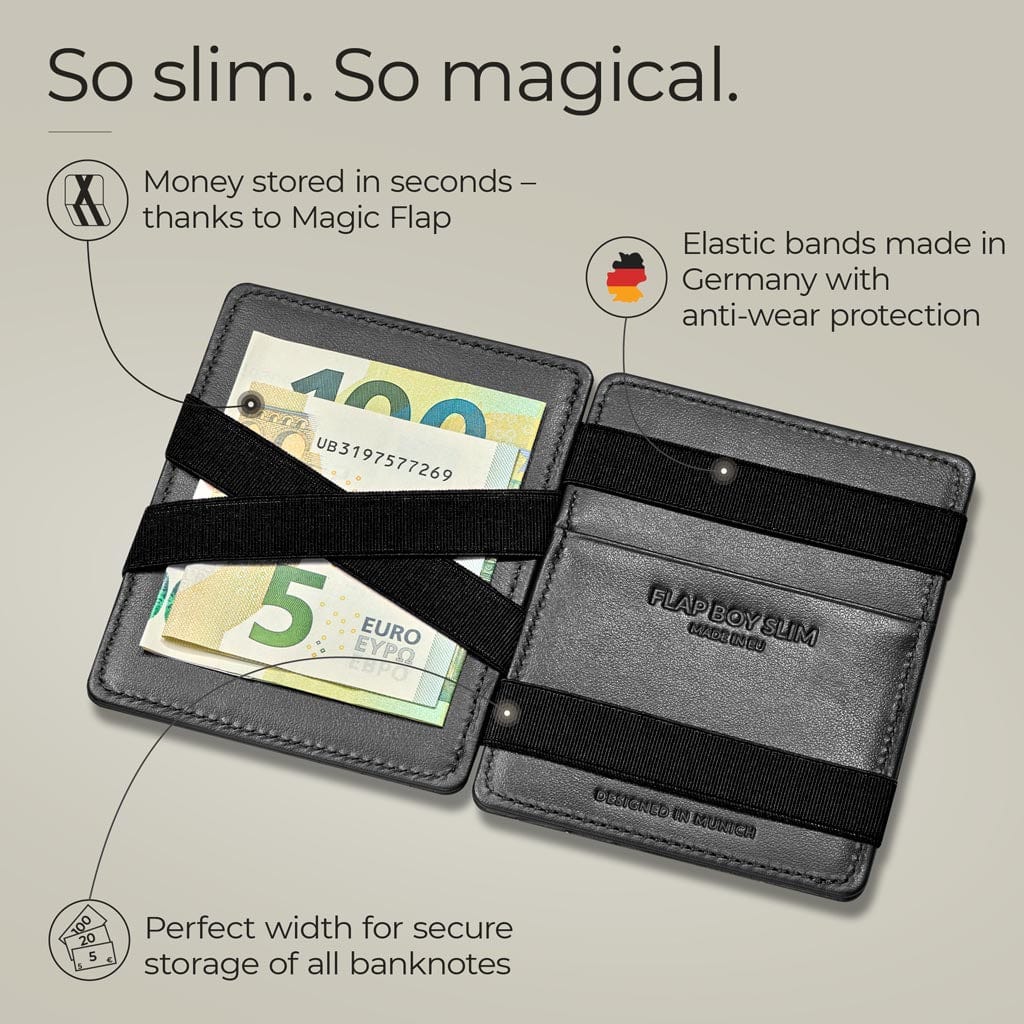 Jaimie Jacobs Flap Boy Slim Magic Wallet Geldbörse Schwarz RFID