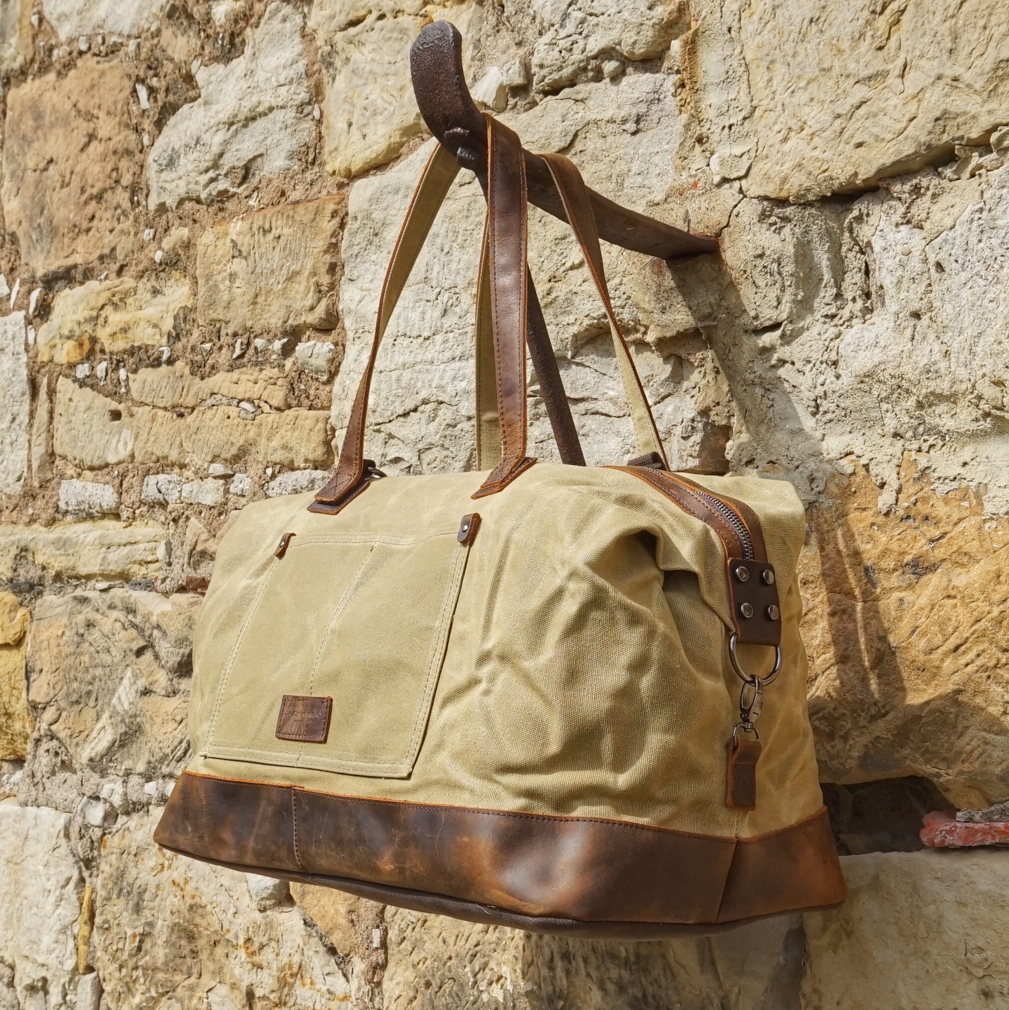 Jack Kinsky Dakar 5 Weekender Sand Canvas Leder