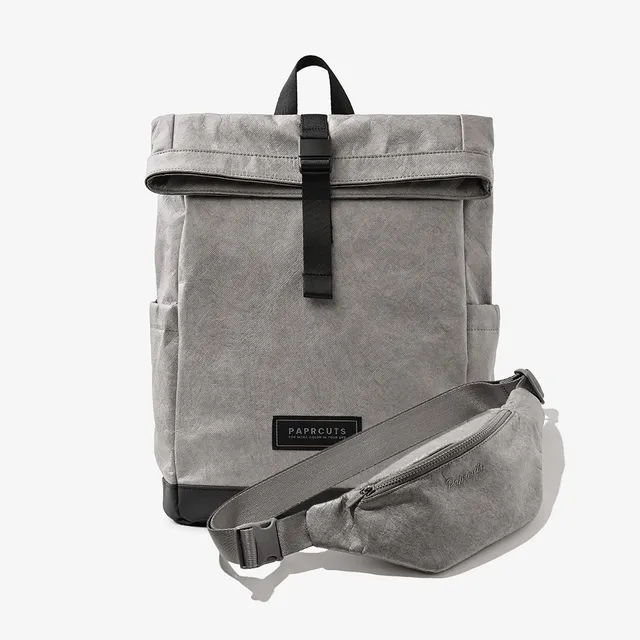 Paprcuts Berlin Rucksack Just Grey Bundle mit Bauchtasche