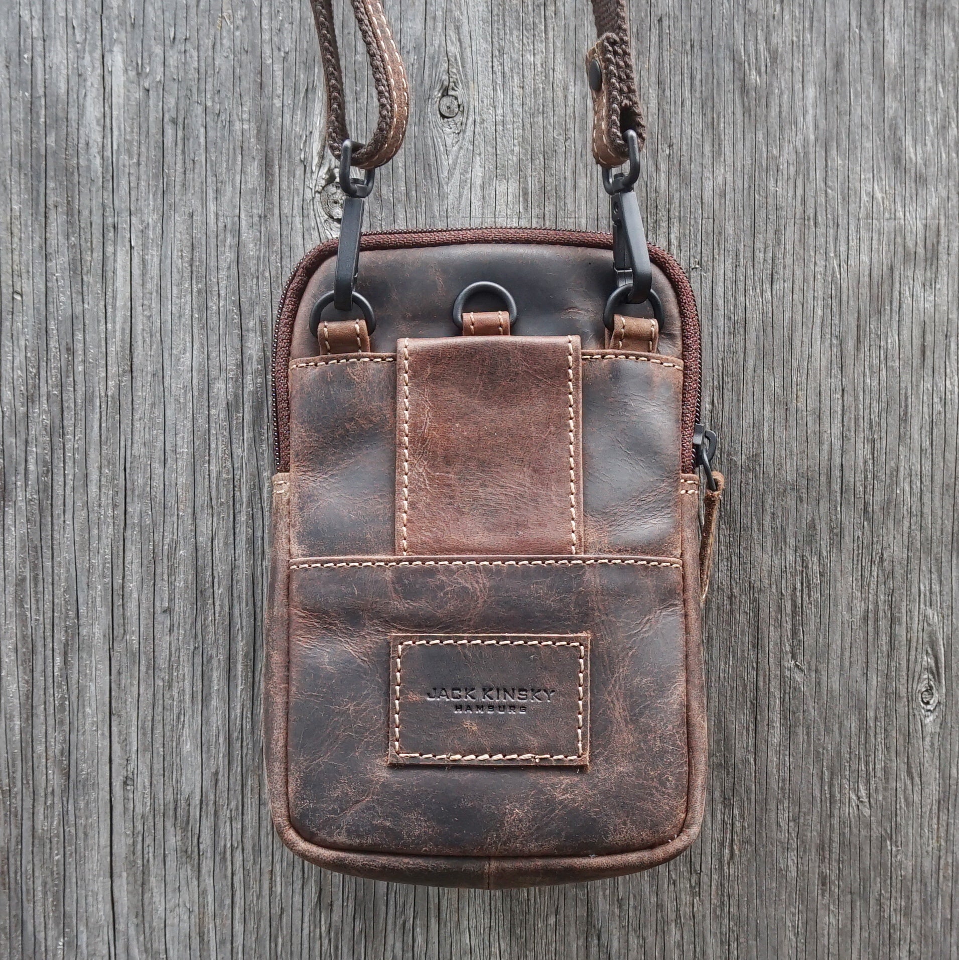 Jack Kinsky Baltimore 10 Handytasche Mocca Rindleder