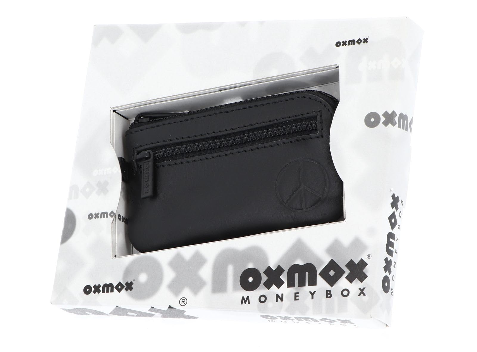 oxmox Leather Keyholder Schüsselmäppchen Peace Black Leder