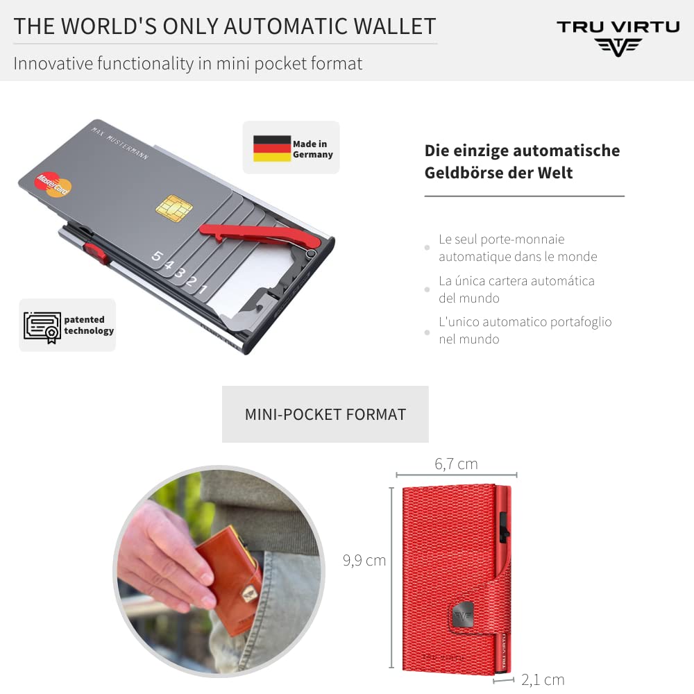 TRU VIRTU Wallet Click & Slide Kartenetui Rugged Red Leder
