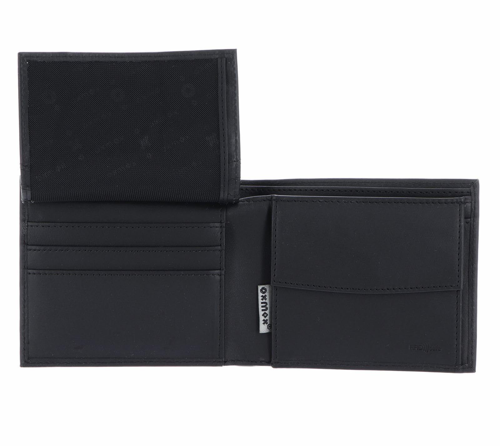 oxmox Leather Querscheinbörse Peace Schwarz RFID Leder