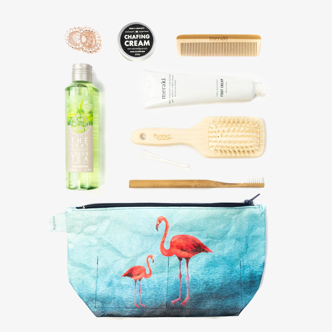 Paprcuts Kulturbeutel Flamingo Waschtasche blau-pink