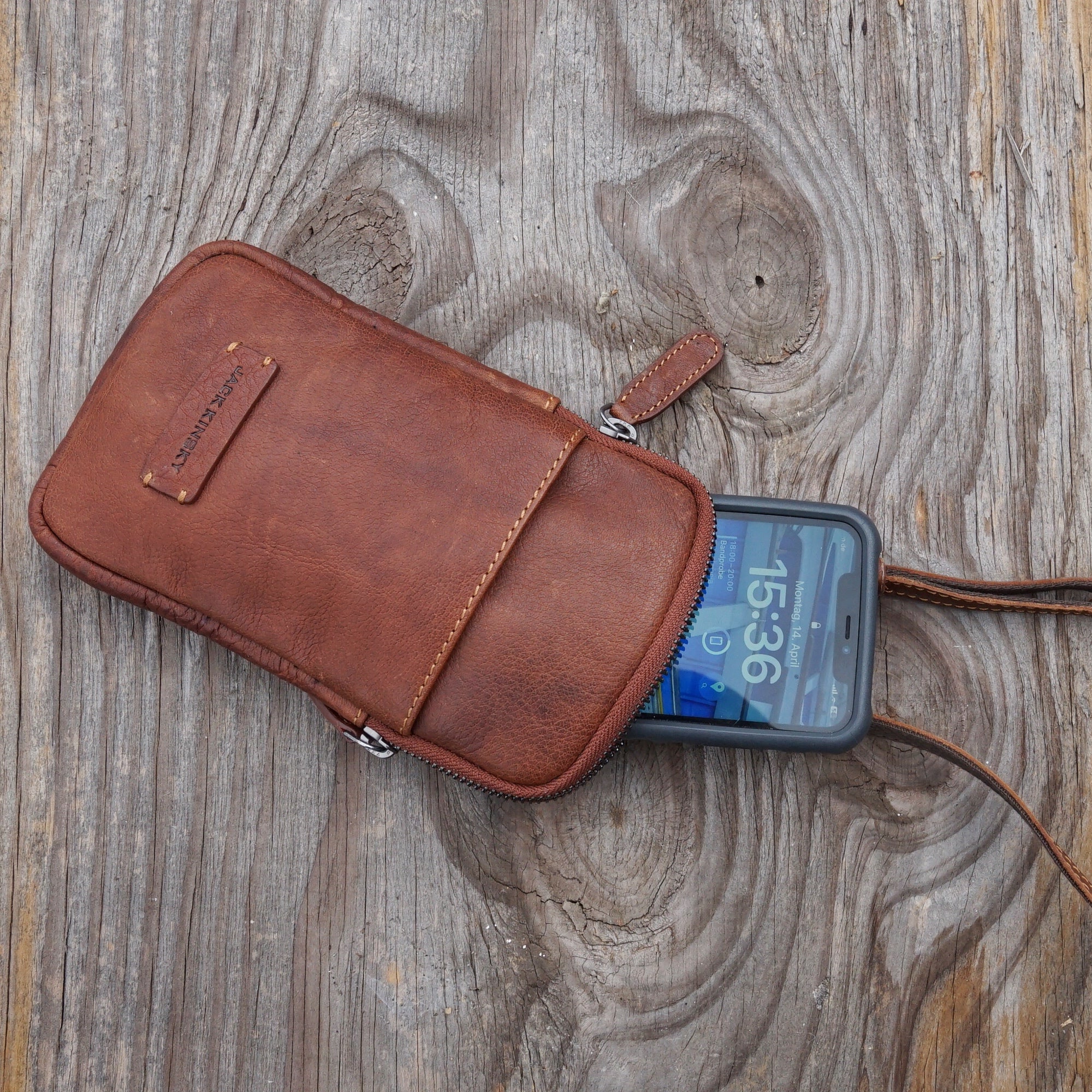 Jack Kinsky Porto 10 Handytasche Cognac Büffelleder